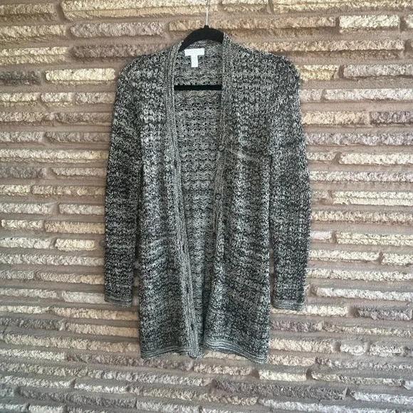 Charter Club Black Marl Tunic Length Cardigan Sweater Size Small Petite - Picture 1 of 6